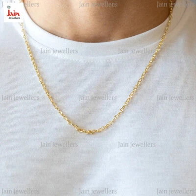REAL GOLD 18 Kt, 22 Kt Gelbgold Mariner Cable Herren Halskette Kette 22 In - Bild 1 von 4