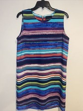 Cynthia Rowley Women's colorful Striped Shift Sleeveless Dress Sz 8 euc