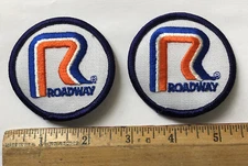 Vintage Lot Of 2 Roadway Express Trucking Patch Iron On Big R Logo Trucker NOS