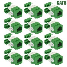 12x CAT6 RJ45 Network LAN Ethernet Keystone Jack 110 Type 180 Degree 8P8C Green
