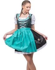 XS S M L XL German Dirndl Dress Top Apron Short EMBROIDERED Oktoberfest