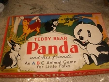 Teddy Bear Panda 1940 Parker Bros Board Game Flocked Pawns COMPLETE