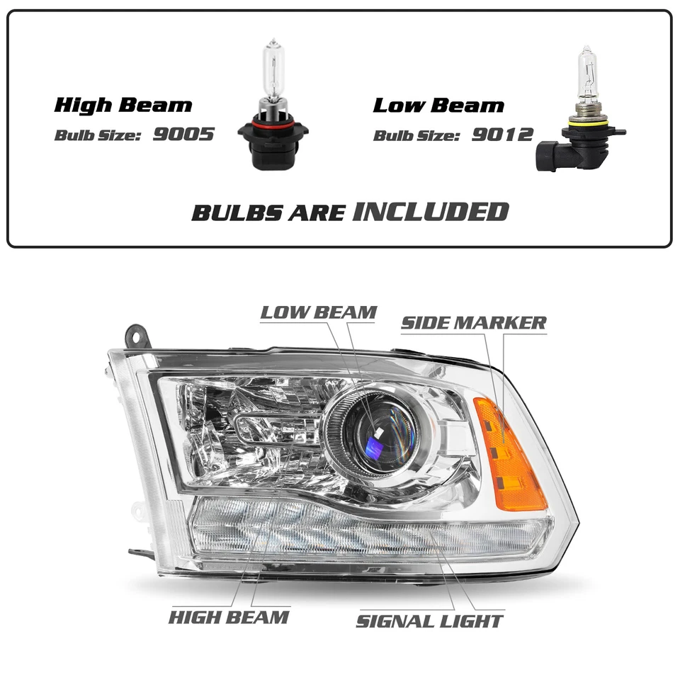 PAIR PROJECTOR HEADLIGHT 2013-2018 Dodge Ram 1500 2500 3500 LED DRL HEADLAMP Foto 2 de 4