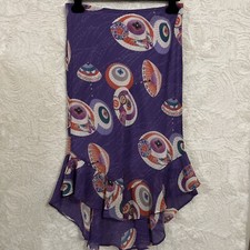 Y2K Vintage XOXO Colorful Poly Chiffon Festival Retro Boho Purple Skirt S