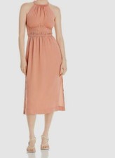 $118 T Tahari Women Beige Halter Neck Midi Dress Size S