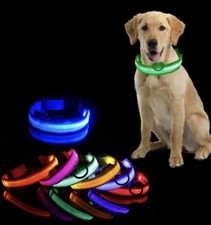 LED Adjustable Dog Collar Blinking Flashing Light Up Glow Pets Safety waterproof