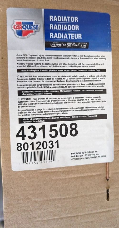 CARQUEST Cooling 431508 Radiator, 8012031 - Image 2 of 2