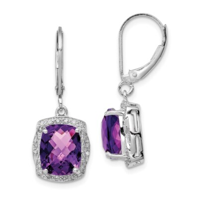 Ohrringe Sterlingsilber rhodiniert Diamant und Amethyst 3,11 g für Damen