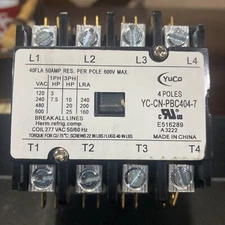 YC-CN-PBC404-7 Definite Purpose Contactor 40 FLA  4Pole 277V Coil 50/60Hz