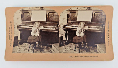 I Won't Practice Another Minute 1897 B.W. Killburn Stereoview