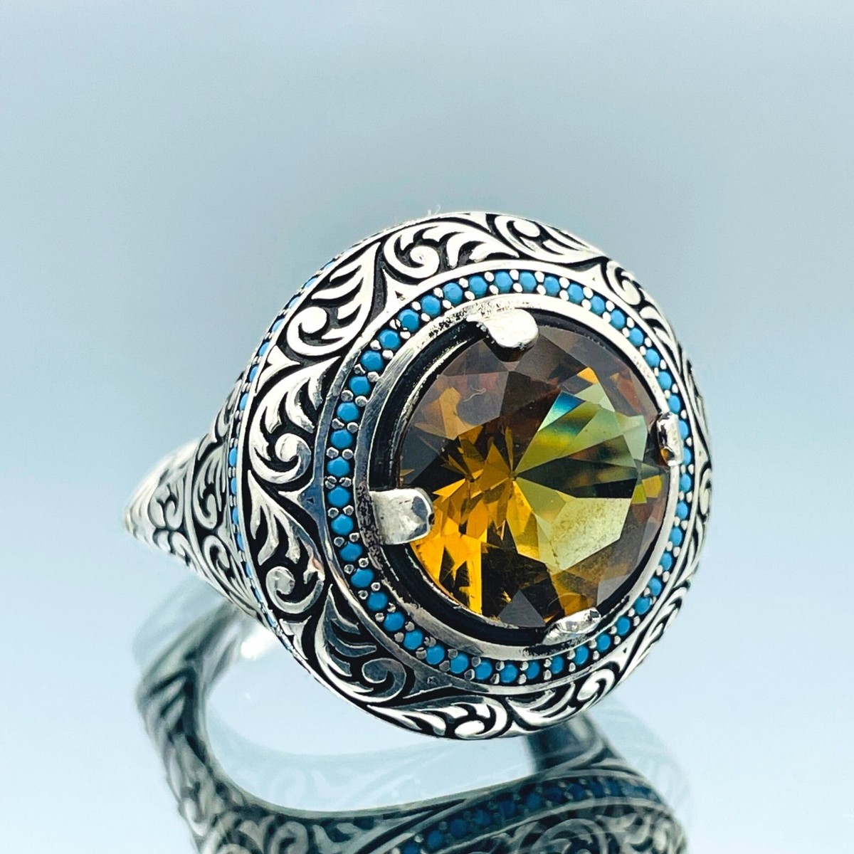 Men Natural Zultanite Gemstone Ring 925 Sterling Silver Color