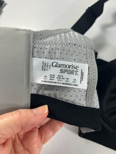 Glamorize verstellbarer Sport-BH vorne Größe 34F schwarz grau kabellos - Bild 3 von 4