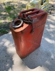 Vintage Red Metal Gas Can w/ Cap and Rope Handle, Gas & Oil Theme — photo 3