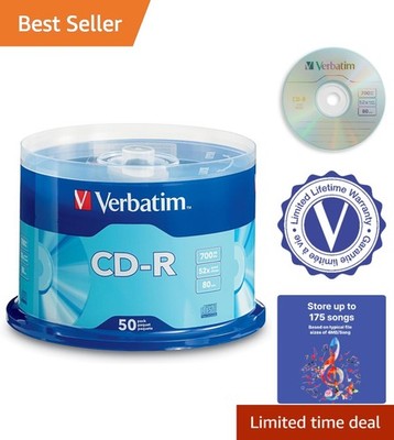 High-Quality Verbatim CD-R Discs 700MB 52X - Fast Recording & Dust-Free Storage