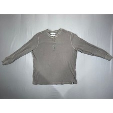 American Giant Men's Waffle Knit Henley Shirt XXL Silt Brown Made in USA Heavy