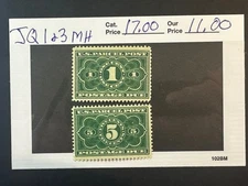 US Scott # JQ 1 & 3  MH Parcel Post   2026 Scott Catalogue Value $ 17.00