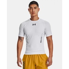 NWT Under Armour Men's HeatGear Vent Compression Short Sleeve in White sz XL