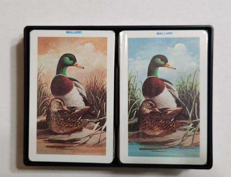 Vintage Mallard Double Deck Kem Cards Set With Case