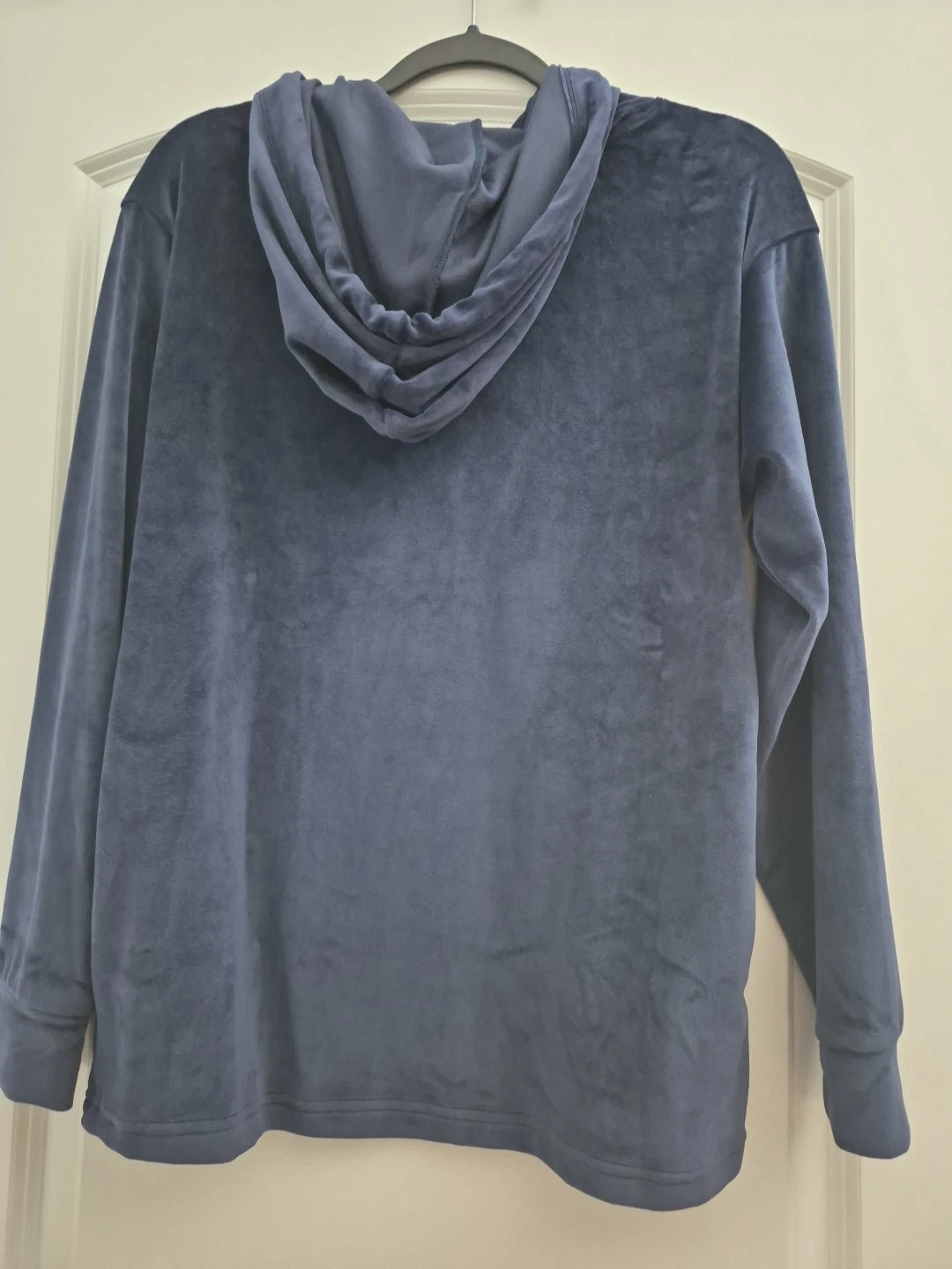 UNDERCOVER Victorias Secret rosa felpa con cappuccio donna XS blu velluto pullover tasche salotto