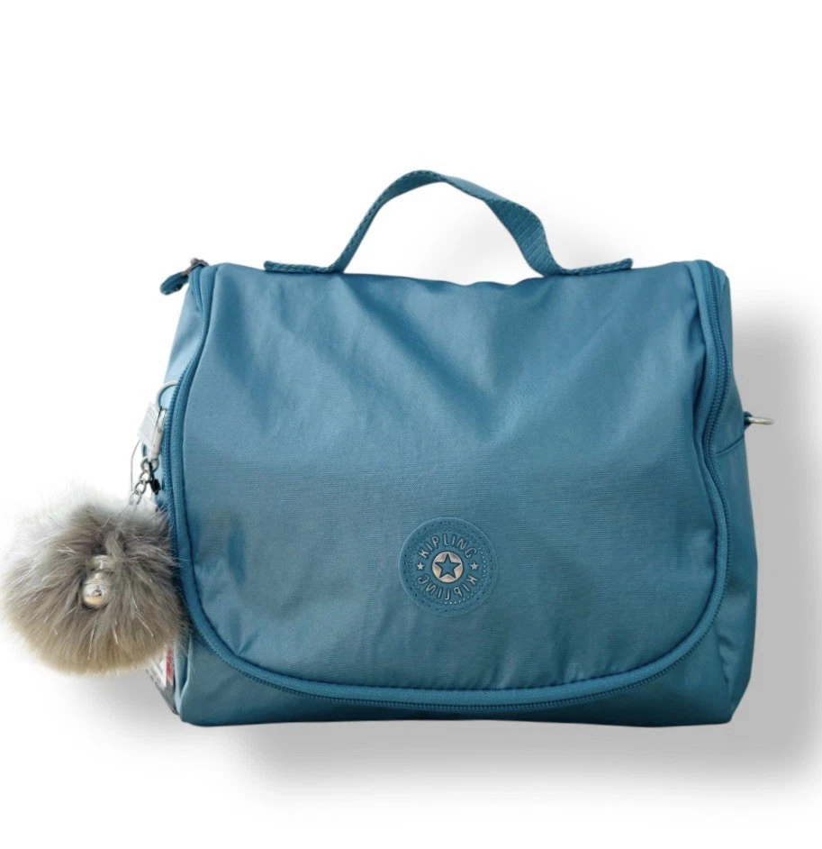 KIPLING Metallic Kichirou Lunch College Food Bag With Monkey Keychain Aqua Tides - Image 2 of 4