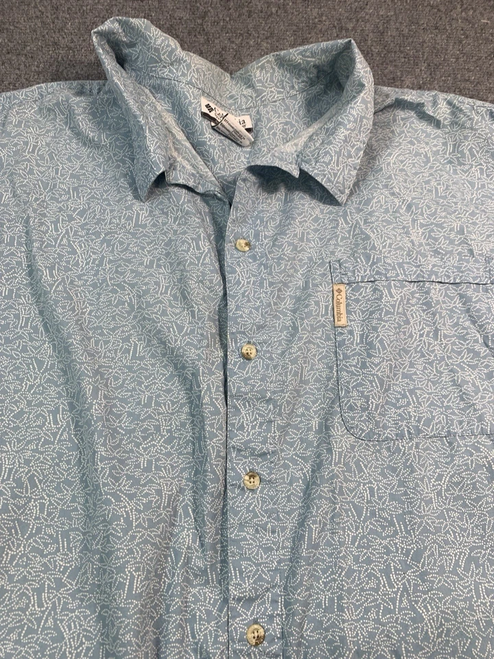 Camisa Columbia Para Hombre 5XB Azul Floral Manga Corta Abotonada Exterior Foto 4 de 4