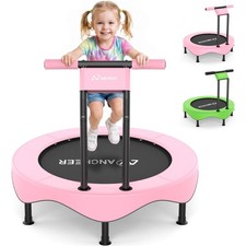 Kids Trampoline with Dual-Post T-Handle, 38" Toddler Rebounder, Elastic Bands