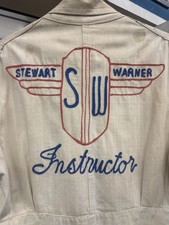 Rare Vintage 1930  s-40  s Stewart Warner Lab Mechanics Coat Chain Stitched Denim