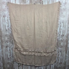UNBRANDED RECTANGLE SCARF SHAWL WRAP  68" x 30" TAN FLORAL EMBROIDERY SHEER