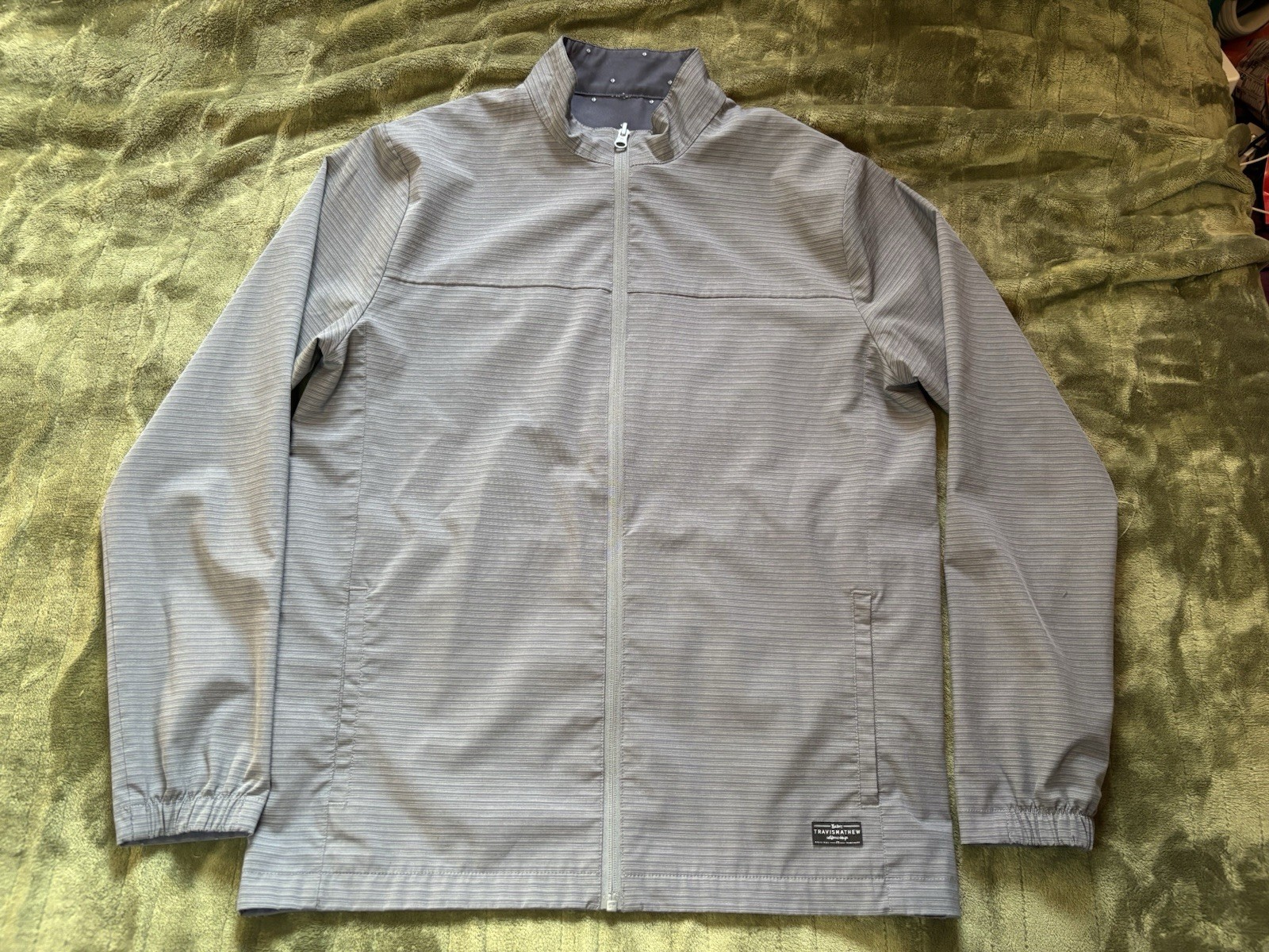 Travis Mathew Reversible Jacket Mens Medium Full Zip Golf Windbreaker Gray Blue
