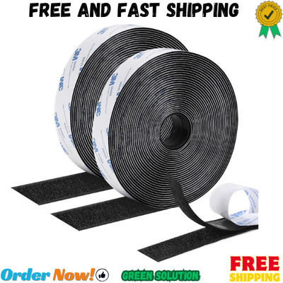 26Feet Hook and Loop Tape Sticky Back Fastener Roll, Nylon Self Adhesive Heav...
