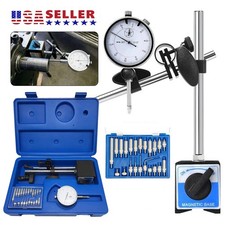 Precision Dial Indicator with Magnetic Base Holder Fine Adjustable Long 0.01"