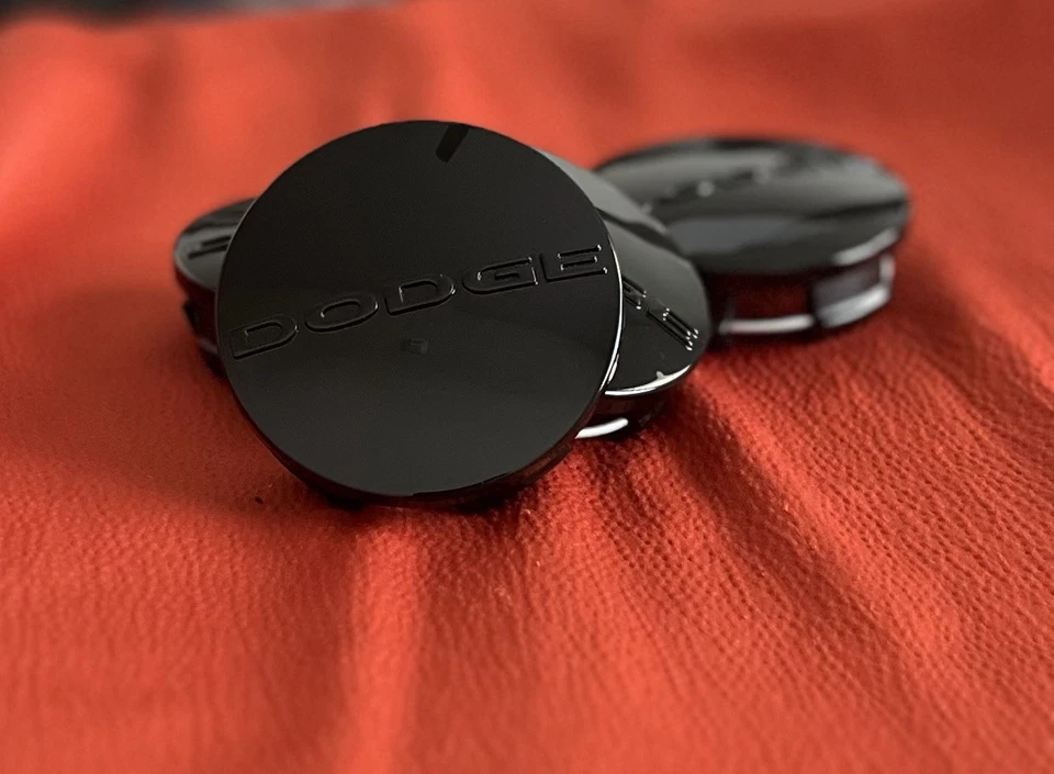 4 Glossy Black Dodge 63mm Wheel Center Caps Fits Challenger Charger RAM 1500 - Image 3 of 4