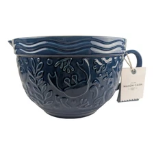MASON CASH Embossed Batter Bowl 2 qt-NAUTICAL-Blue Fish Crab Sea Life-NEW
