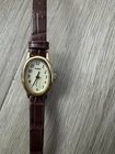 Vintage Timex Cavatina Women’s Gold Tone Case Brown Leather Band Watch