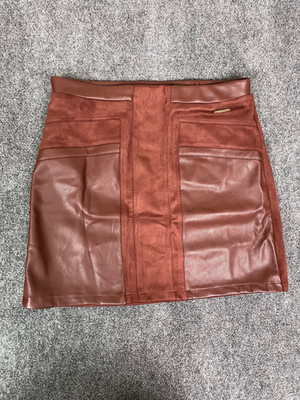 Marc New York Chocolate Brown FauxLeather Skirt Polyester/Spandex Women's Size M