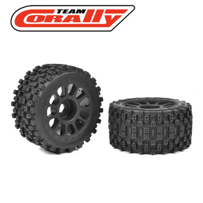 Team Corally C-00180-1194 Scorpion XTB 1/8 Buggy Tires (2) Rear Wide Glued Black