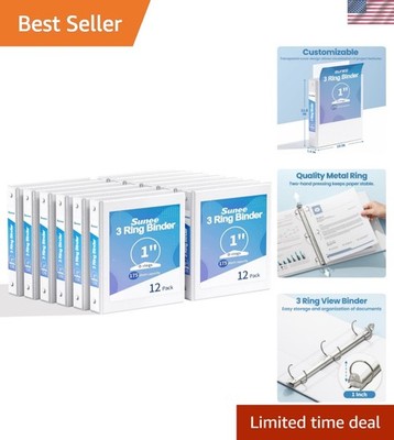3 Ring Binders 1 Inch 12 Pack, Clear View Binders Bulk Three Ring PVC-Free Fi...