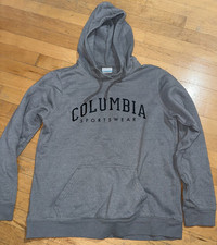 Columbia Sweatshirt Mens Large Gray Pullover Hoodie Kangaroo Pocket Outdoors