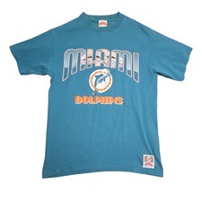 90s Vintage Miami Dolphins Single Stich Team Logo Tshirt L NFL Football Nutmeg