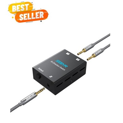 High Fidelity 3.5mm Audio Switch with Durable Metal Shell & USB Cable Included