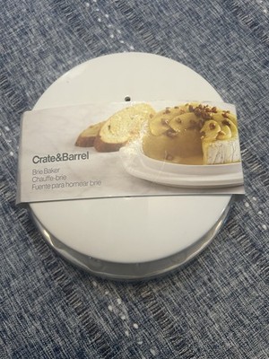 Crate & Barrel Brie Cheese Baker Baking Dish Server Keeper 2 Pc. Vent Holes-NWT