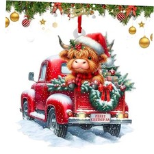 Funny Christmas Ornaments 2025, Highland Cow Ornament, Highland Cow Cow-car