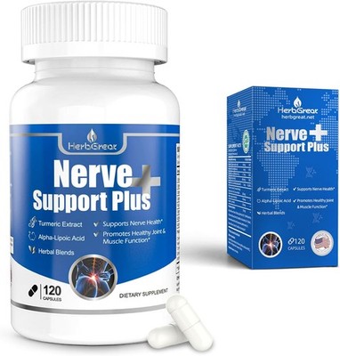Nerve Support Plus Alpha Lipoic Acid B12 Turmeric 120 Capsules Herbal..