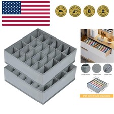 Sock Drawer Organizer Divider 2 Packs Underwear Organizer, 24 Cell Closet Org...