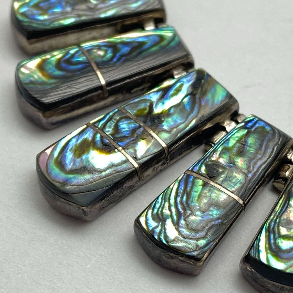 Sterling Silver Abalone Shell Rectangular 15.5" N… - image 3