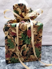 Thanksgiving Halloween Leaves on cotton fabric handmade, square tissue box cover