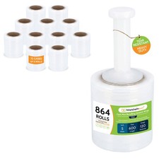 5" in. x 600FT 120 Gauge 864 Rolls Stretch Shrink Film Hand Wrap  Handle