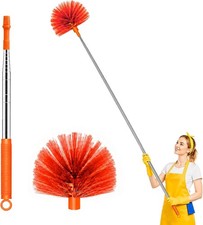 Orange, 90" Spider Web Brush, Cobweb Duster with Extension Pole