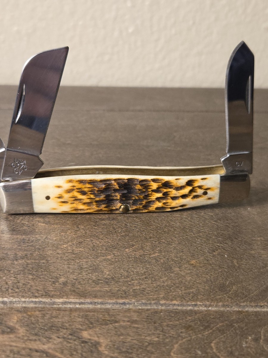 Case XX 6375 CV Large Stockman Peach Seed Jig, Amber Bone Pocket