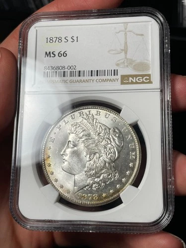 1878-S NGC MS66 Morgan Silver Dollar Lightly Toned Gem BU Tougher